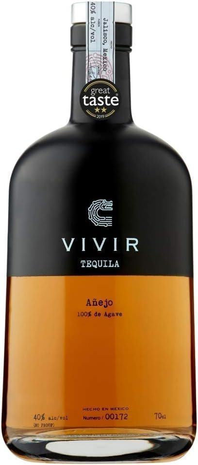 VIVIR Tequila Añejo – Award-winning Tequila Made With 100% Blue Weber Agave, Aged 18 Months In Bourbon Barrels, An Exotic Palate Of Smoky Oak, Burnt Bananas & Rich Chocolate, 70cl, 40% ABV